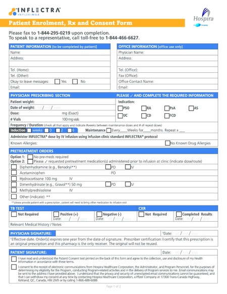 Inflectra Enrollment Form IBD Clinic